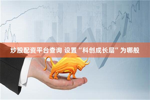 炒股配资平台查询 设置“科创成长层”为哪般